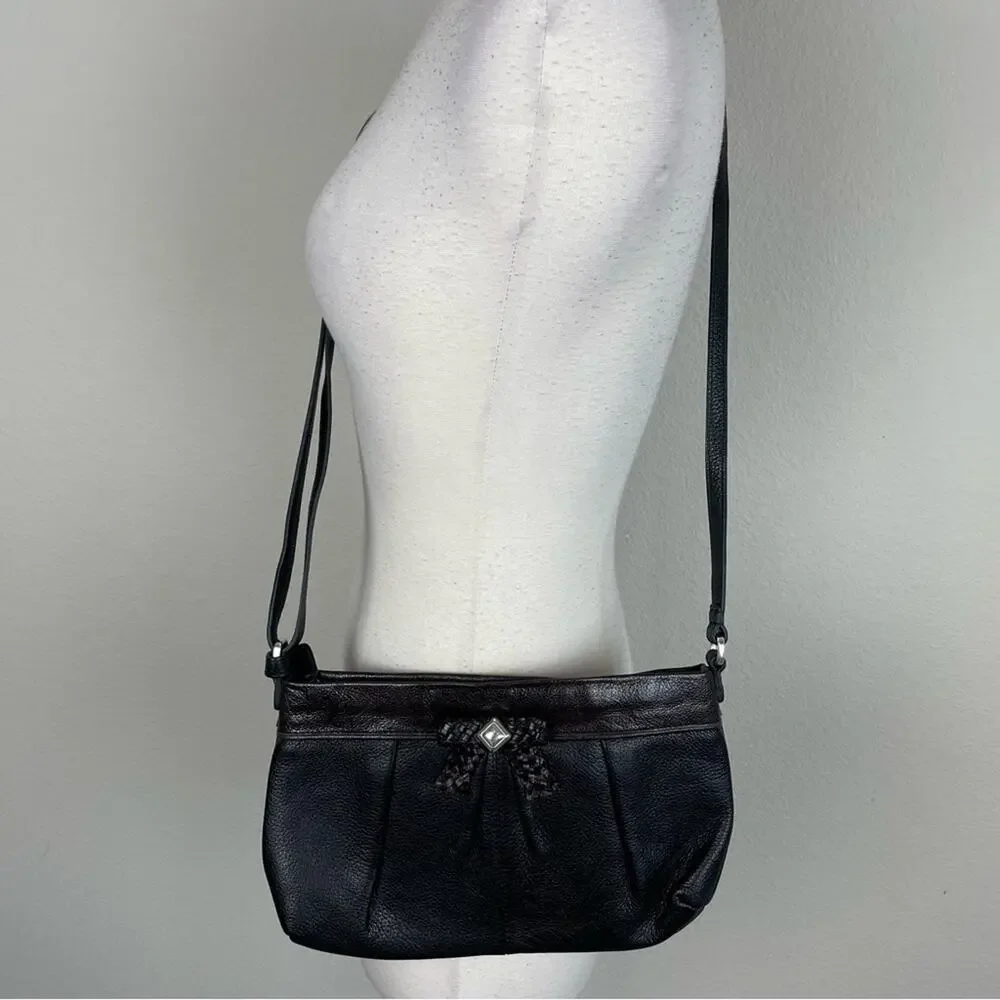 Brighton Brown Black Woven Bow Detail Crossbody Bag